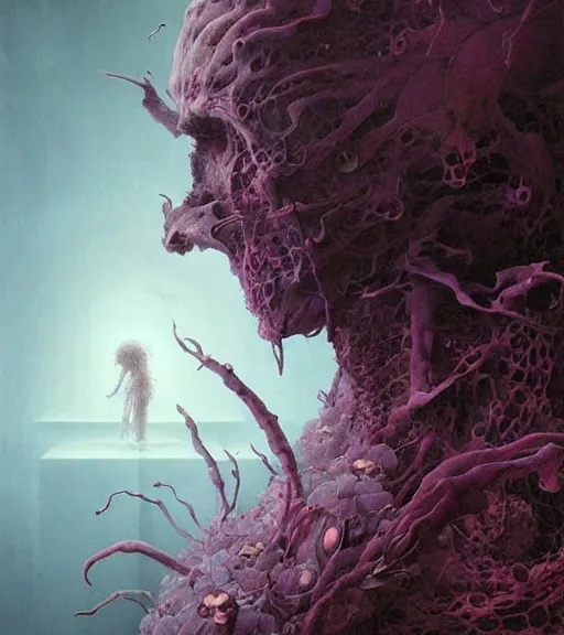 Image similar to portrait, descending into madness, flowers by wayne barlowe, toru kamei, artgerm and greg rutkowski, tanaka suguru, itsuko azuma, kinuko y. craft, mysterious, aesthetic!!! hyper detailed