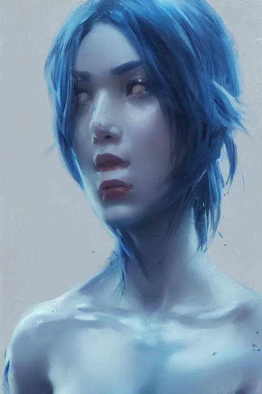 Prompt: a beautiful portrait of an attractive blue alian by Greg Rutkowski, Sung Choi, Mitchell Mohrhauser, Maciej Kuciara, Johnson Ting, Maxim Verehin, Peter Konig, final fantasy , 8k photorealistic, cinematic lighting, HD, high details, atmospheric , trending on artstation