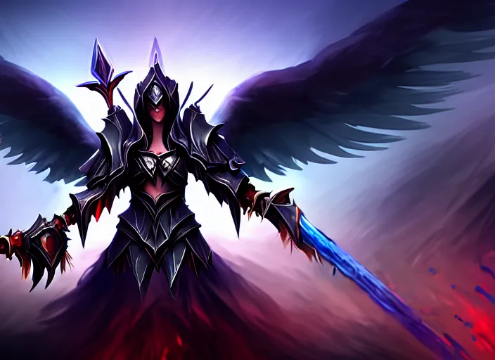 Image similar to champion splashart of champion made out of angel of death