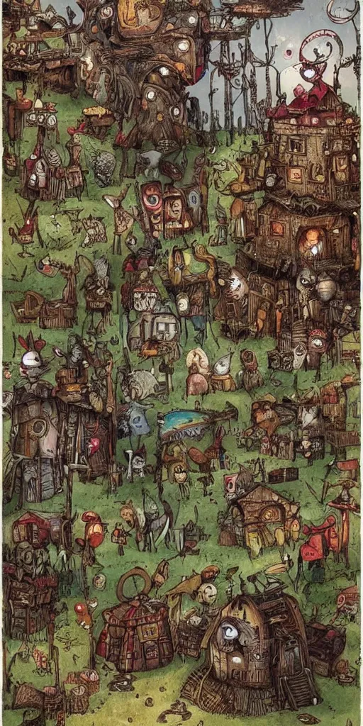 Image similar to a pilgram and native american scene by alexander jansson and where's waldo