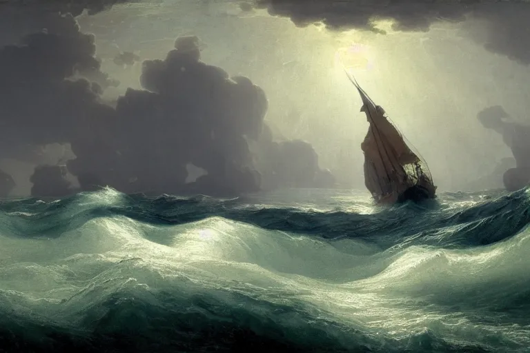 Prompt: a giant whirlpool in the sea by andreas achenbach and peder balke and martin johnson heade sharp digital painting. dreaming latent space. matte painting, concept art. artstation. digital render. hdr, high dynamic range, global illumination, realistic, 8 k