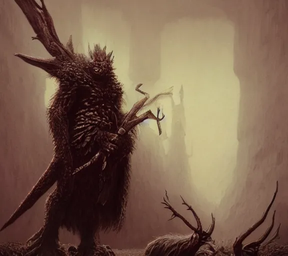 Image similar to beastman concept, beastly, furry, beksinski, wayne barlowe, adrian smith fantasy art, the hobbit art, lord of the ring art, the witcher concept art, trending on artstation, game of throne art