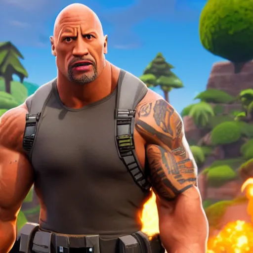 Prompt: Dwayne Johnson as a Fortnite character