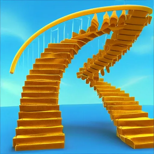 Image similar to stairways to heaven made of bananas. smooth. digital art by meeple