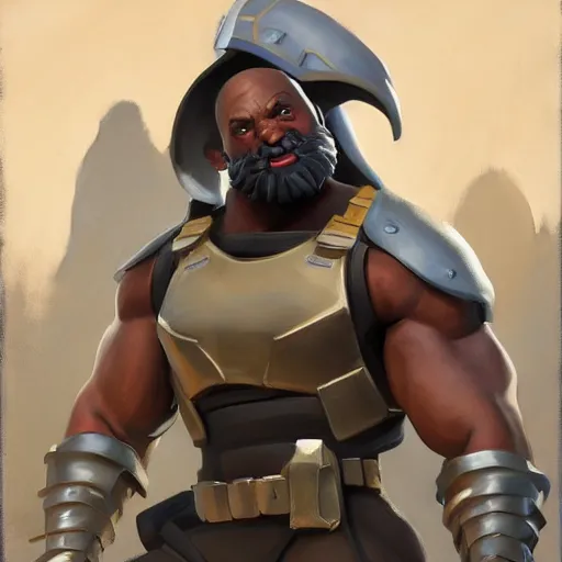 Prompt: greg manchess portrait painting of fully armored the foundation aka dwayne the rock from fortnite as overwatch character, medium shot, asymmetrical, profile picture, organic painting, sunny day, matte painting, bold shapes, hard edges, street art, trending on artstation, by huang guangjian, gil elvgren, ruan jia, greg rutkowski, gaston bussiere