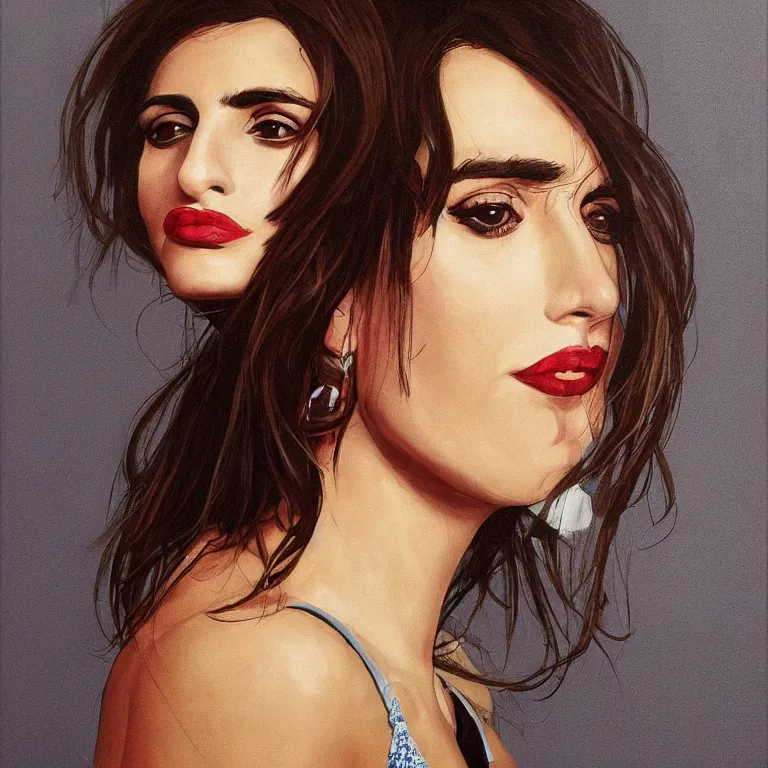 Prompt: Portrait of Penélope Cruz Sánchez in style of Etam Cru