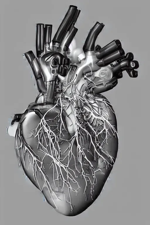 Image similar to a mechanical cybernetic human heart made from marble