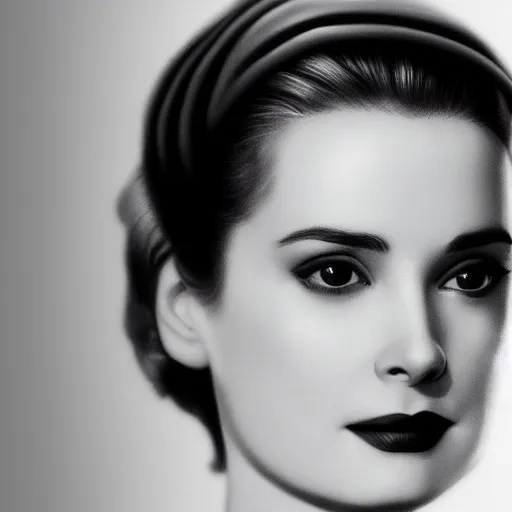 Image similar to winona ryder as Grace Kelly, hyperrealistic, octane rendr, 8k, high quality