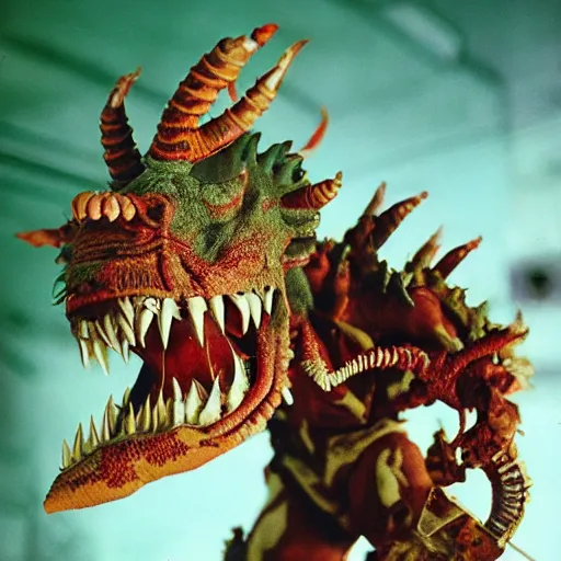 Prompt: Warhammer 40K Tyranid Hormagaunt, portrait photo, cinestill 400t, highly detailed, biological!!!, flesh!!!, horror, batleground