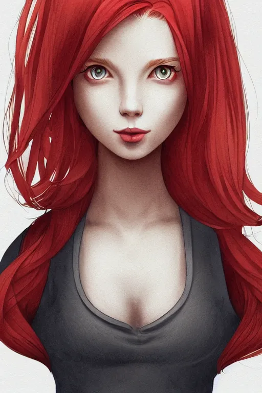 Image similar to girl with medium length red hair. centered median photoshop filter cutout vector behance hd jesper ejsing!