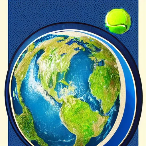 Image similar to the earth on a tennis racquet, high detail