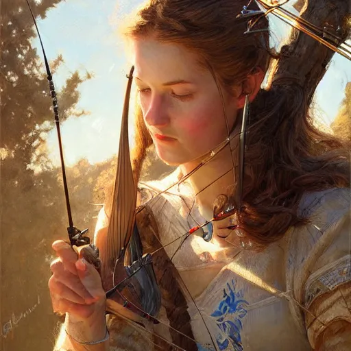 Prompt: beautiful archery girl, bow hunting women, archerty with bow and arrows, uart by donato giancola and greg rutkowski, realistic face, digital art, trending on artstation