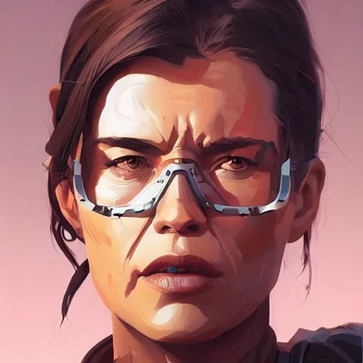 Image similar to face icon stylized minimalist terminator dark fate, loftis, cory behance hd by jesper ejsing, by rhads, makoto shinkai and lois van baarle, ilya kuvshinov, rossdraws global illumination