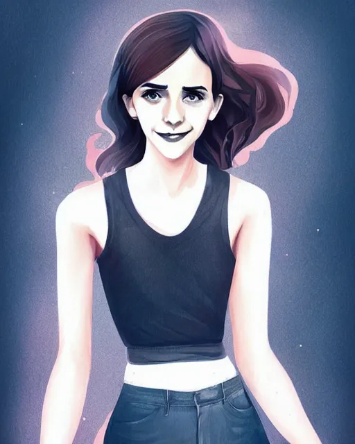 Image similar to beautiful full body Emma Watson smiling illustration by lois van baarle and loish and ross tran and rossdraws and sam yang and samdoesarts and artgerm