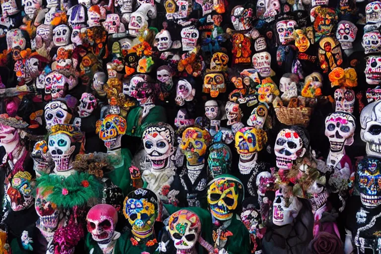 Image similar to cinematography dia de muertos in san magel de ayende by Emmanuel Lubezki