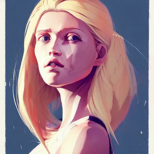 Image similar to Beautiful girl with blond hair profile picture by Greg Rutkowski, asymmetrical, Organic Painting , Matte Painting, geometric shapes, hard edges, street art, trending on the artstation:2 by Sachin Teng:4