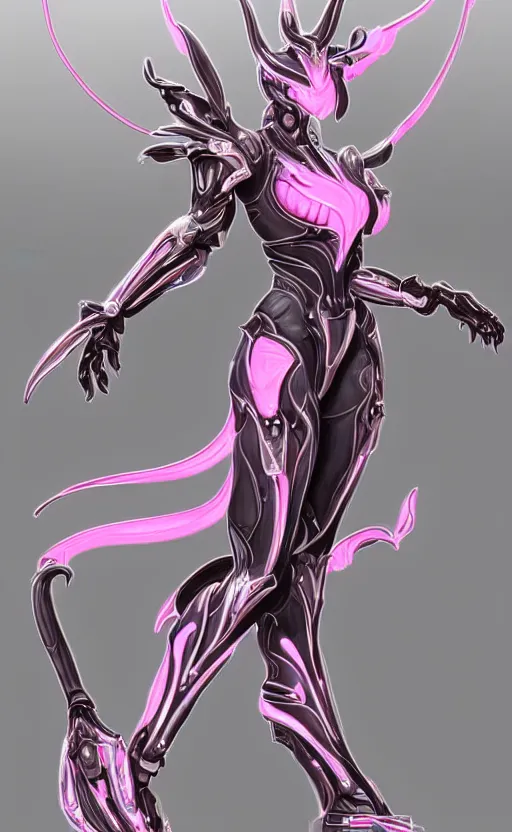 Image similar to extremely detailed goddess shot, front shot, low shot, of a beautiful saryn warframe, that's a giant beautiful stunning anthropomorphic robot female dragon with metal cat ears, standing elegantly on a mountain, detailed sharp robot dragon claws, robot dragon feet, streamlined pink armor, thick smooth warframe thighs, long elegant tail, detailed warframe fanart, destiny fanart, high quality digital art, giantess art, furry art, 3D realistic, warframe art, Destiny art, furaffinity, DeviantArt, artstation, 8k HD, octane render