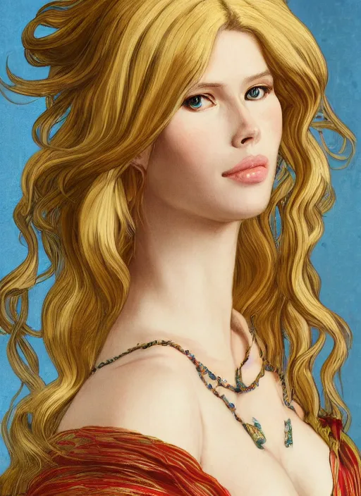 Prompt: portrait of Claudia Schiffer with long hair in baroque art, anime inspired, High Res 8K, hyperdetailed