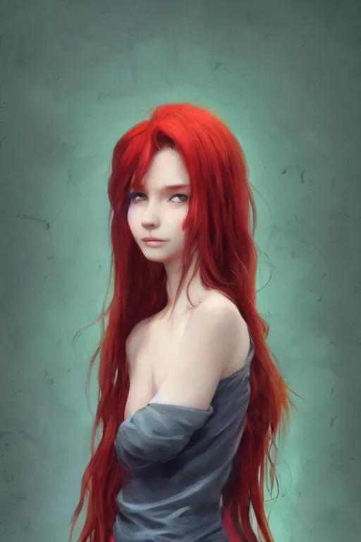 Prompt: beautiful cute red haired joyful and playful nineteen year old girl standing up in casual green clothing, long hair, modern city, rpg character, sci - fi, fantasy, intricate, elegant, digital painting, artstation, concept art, smooth, 8 k frostbite 3 engine, ultra detailed, art by artgerm and greg rutkowski and magali villeneuve