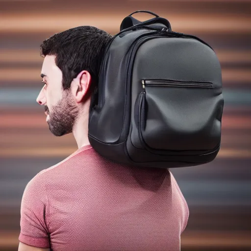 Image similar to small fragile jewish man with a big nose and big backpack on his back, 8k resolution, full HD, cinematic lighting, award winning, anatomically correct