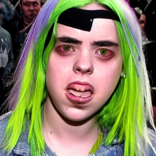 Prompt: buffed billie eilish as 1 9 9 0 s highschool bully