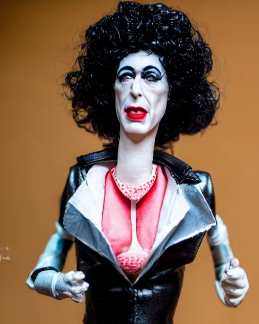 Prompt: a paper mache doll of dr. frank - n - furter, realistic, very detailed, complex, intricate, studio lighting, superres sharpening, bokeh, sigma 5 0 mm f 1. 4