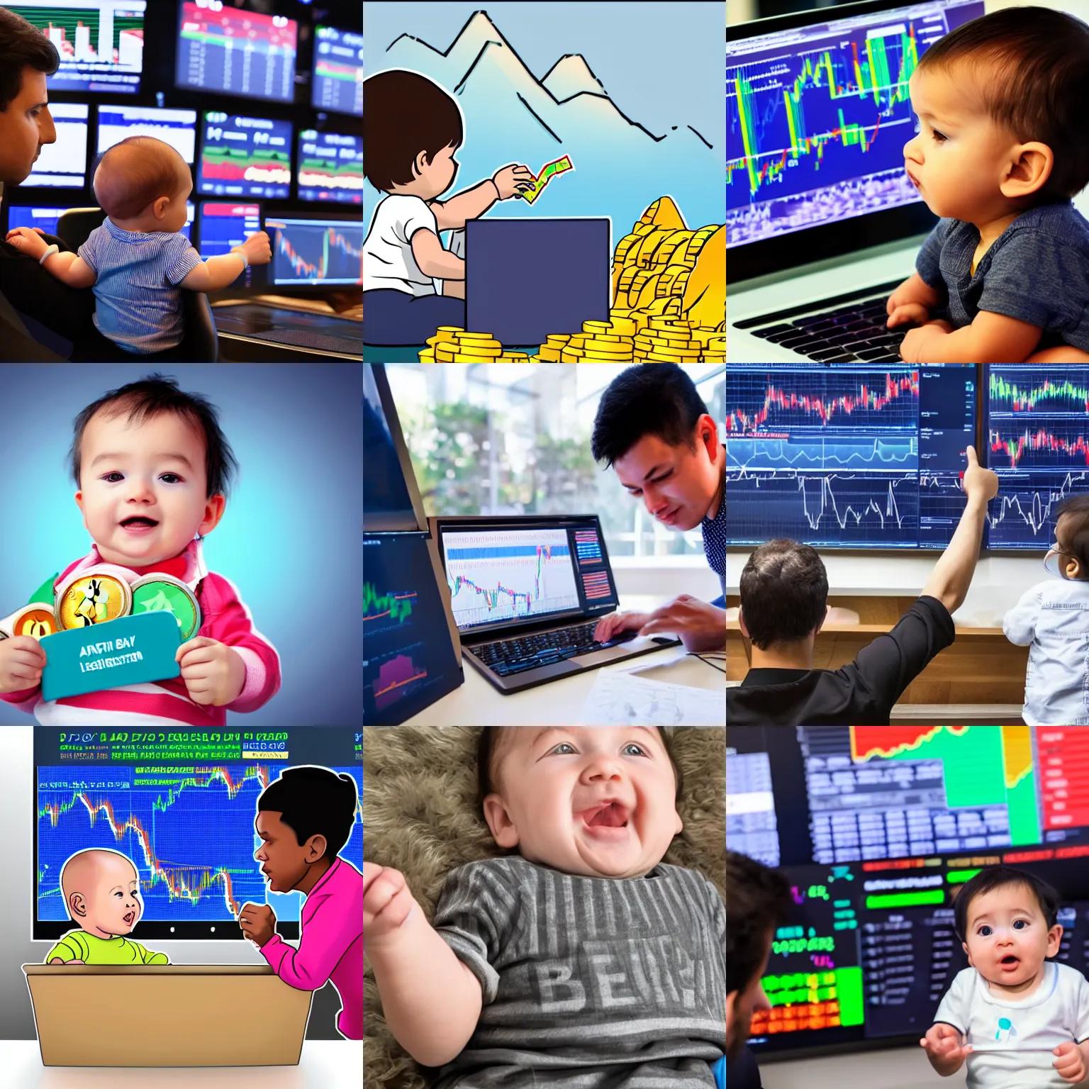 Prompt: a baby investing into crypto