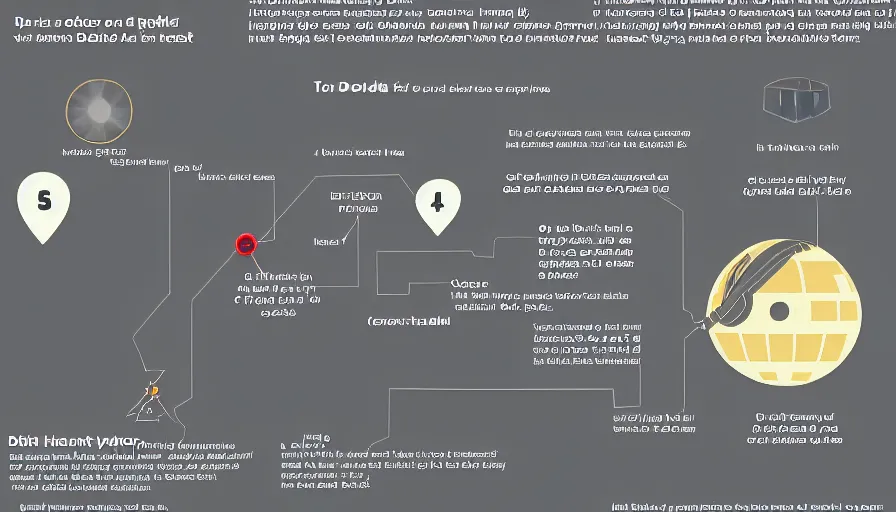 Prompt: infographic map of how to disable the tractor beam on the death star