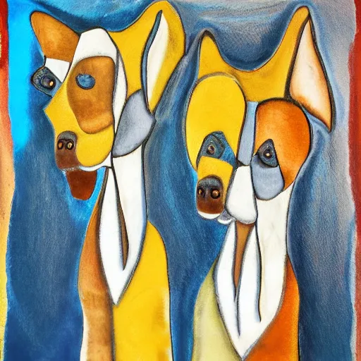 Image similar to artwork of a two - headed dog, abstract artwork long style shot