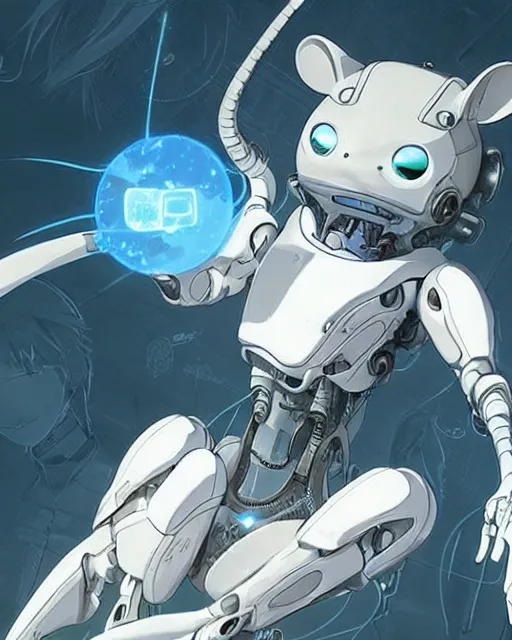 Image similar to character concept of a rodent, cybernetic enhancements, art by makoto shinkai and alan bean, yukito kishiro