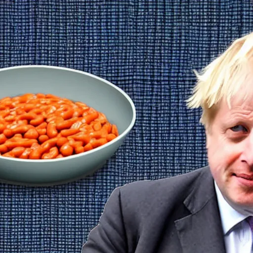 Image similar to Boris Johnson in a bathtub full of baked beans