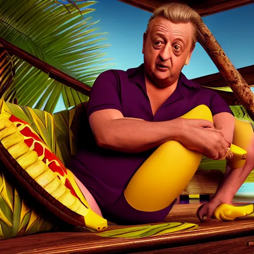 Image similar to rodney dangerfield, seductive pose, banana hammock, stunning, hyper detailed, 4 k cinematic octane render