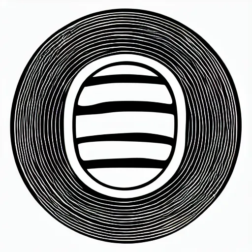 Prompt: Single point in circular figure, round, black and white, abstract, icon, vector, logo