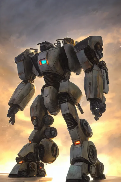 Image similar to mechwarrior 5 : mercenaries mech megaman transformer robot boss tank engine game octane render, 4 k, hd 2 0 2 2 3 d cgi rtx hdr style chrome reflexion glow fanart, global illumination ray tracing hdr fanart arstation by ian pesty by jesper ejsing pixar and disney unreal zbrush central hardmesh