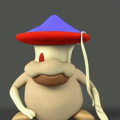 Prompt: Nintendo's Toad as Aleister Crowley wearing an odd hat