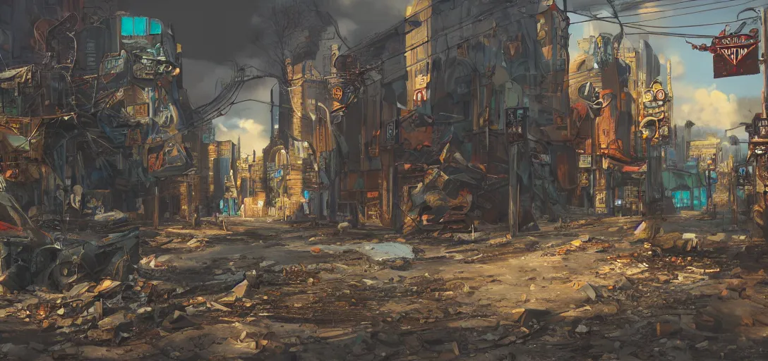fallout montreal destroyed concept art, vibrant | Stable Diffusion