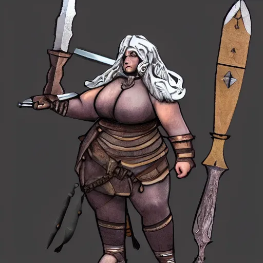 Prompt: full body photo of a thicc valkyrie warrior with weapons