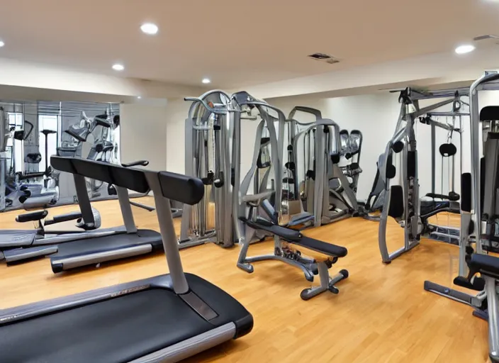 Image similar to Small gym in an apartment building