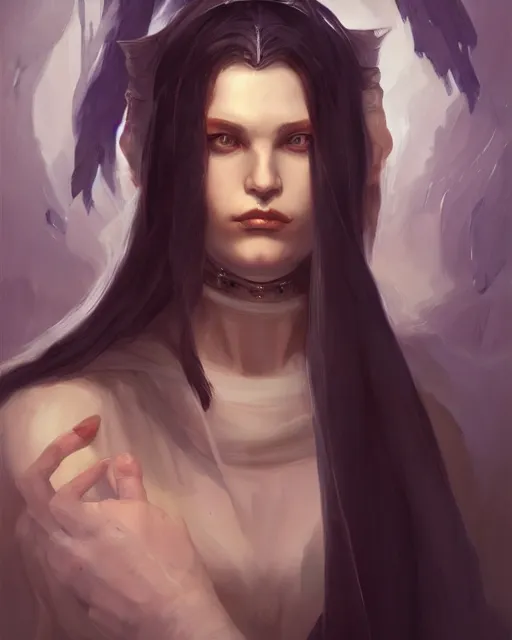 Prompt: portrait of priestess, the embodiment of darkness by Mandy Jurgens, Valentina Remenar, artgerm, trending on artstaton, intricate, Romanticism, hyperrealistic, by Charlie Bowater, James Jean