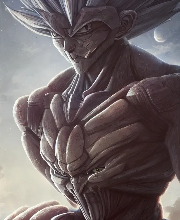 Image similar to sci - fi goku from dragon ball by hr giger and beksinski and stephan martiniere, trending on artstation, 4 k resolution, detailed, high quality, hq artwork
