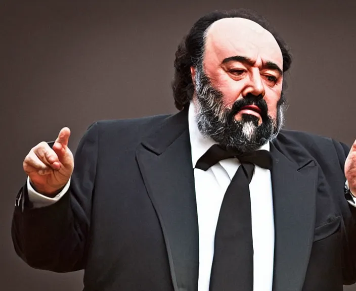 Image similar to 4 k hd, high detail photograph of luciano pavarotti, shot with sigma f / 4. 2, 2 5 0 mm sharp lens, consistent, volumetric lighting, high level texture render
