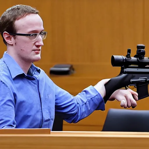 Image similar to mark zuckermedvedev demonstrating ar 1 5 rifle on his trial testimony