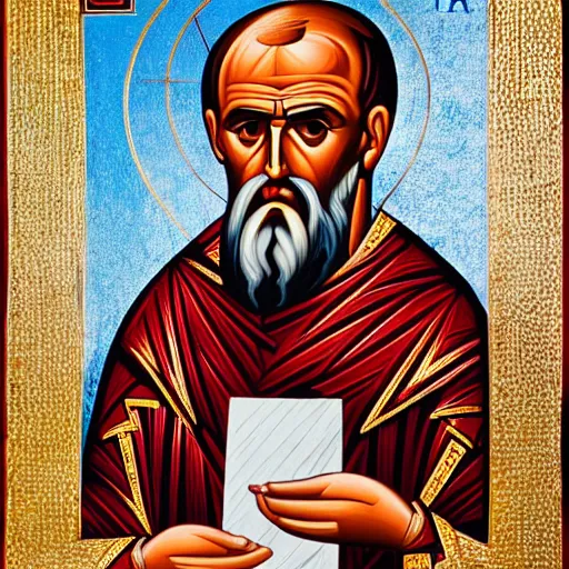 Prompt: sean connery, portrait, style of ancient byzantine icon, style of roman catholic icon, saintly, orthodox