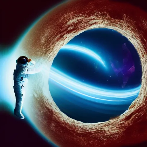 Prompt: astronaut being pulled into a black hole
