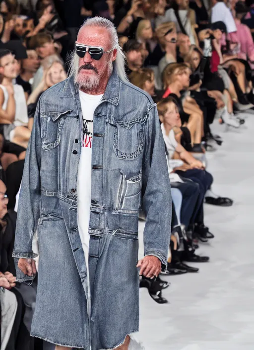 Image similar to hyperrealistic and heavy detailed balenciaga runway show of hulk hogan, leica sl 2 5 0 mm, vivid color, high quality, high textured, real life