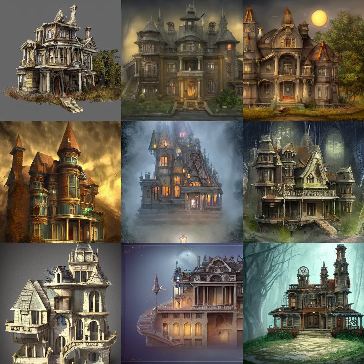 Prompt: the house of mystery and secrets conceptual architecture in the style of fantasy and magic realism, artstationhd, hgtv, imdb