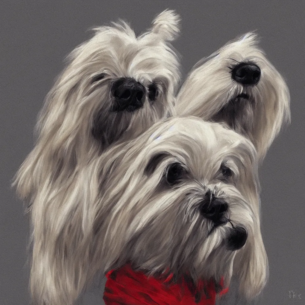 Image similar to a maltese terrier, concept art by yulia zhuchkova, lord raven art print,