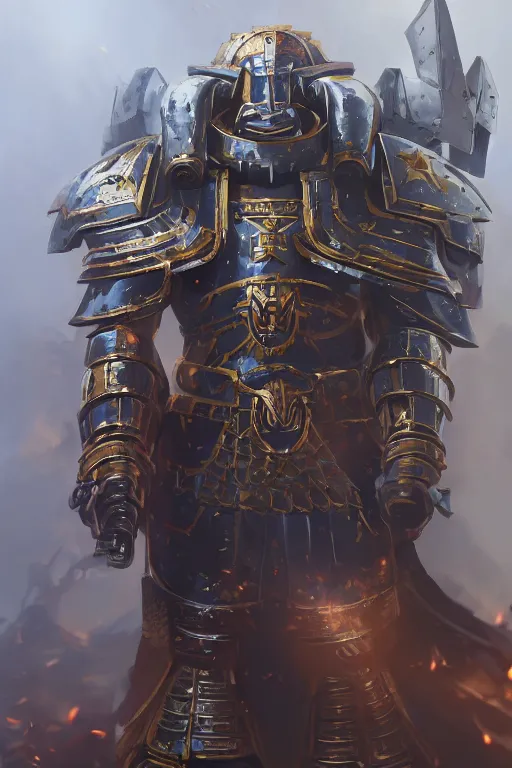 Image similar to armor portrait heros warhammer 4 0 k horus heresy fanart - the primarchs emperor by johannes helgeson animated with vfx concept artist & illustrator global illumination ray tracing hdr fanart arstation zbrush central hardmesh 8 k octane renderer comics stylized