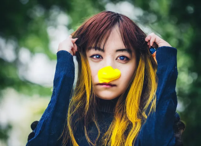 Image similar to dslr portrait photo still of rimuru tempest with yellow!!! eyes!!!, 8 k, 8 5 mm f 1. 8