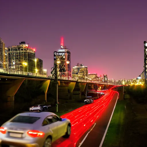 Image similar to dslr photo freeway photo at night, dragonflies replace the cars, very high quality lights, intricate details, extremely high quality, moody lighting, real camera, real photo, slow - shutter, 8 k, full subject in shot